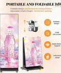 No Sweat Setup 80 Inch P1.86 Led Digital Signage Display With Smart Publishing Suite And Rugged Flight Case Foldable Ad Kiosk video wall showing portable design and adjustable wheel.