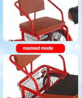 Dual Seat Tandem Pedal Tricycle for Kids and Adults rear passenger seat storage compartment showing both sitting and cargo modes