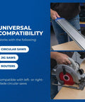 Genuine Aluminum Rip Fence Guide For Slick Straight Cuts On Circular Saws And Routers With Quick Lock Adjustment demonstrated with a circular saw.