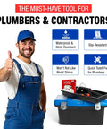 Plumber with toolbox and Wobble Wedge Flexible Plastic Shims 30 Pack For Home Improvement And DIY Furniture Leveling Toilet Leveler