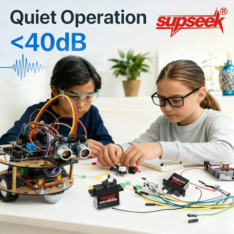 Children assembling a project with Beefed Up Mini Servo Set With Metal Gear And Shaft 9g Digital Micro Servo 1.9 Kg Cm Torque