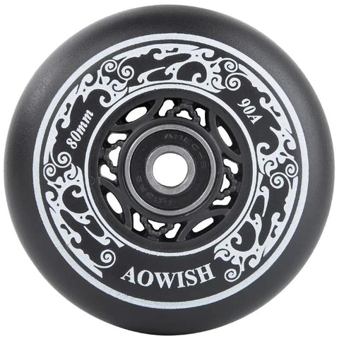 Inline Skate Wheels 80mm 90A Outdoor Asphalt Formula Replacement Wheels with ABEC 9 Bearings Black