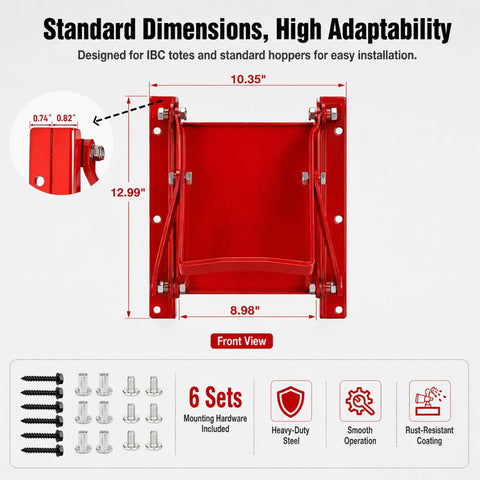 Heavy Duty Steel Sliding Grain Gate 9 By 9 Inch Slide Door For Ibc Tank And Grain Bin Manual Bulk Feed Dispenser front view with dimensions