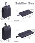 Travel Shoe Bags Set Of 4 Waterproof Nylon With Zipper For Men And Women, Gym Gear Must-Have Durable Dual Size Shoe Organizers In Black