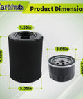 Tough As Nails Air And Oil Filter No Sweat Swap Kit for MTD Troy Bilt Cub Cadet showing dimensions of filters in inches.