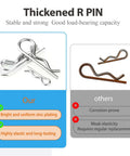 188-Piece Hitch Pin Clip Kit With R Clips And Hair Pin Retaining Pins showing zinc plated and rusted pins comparison