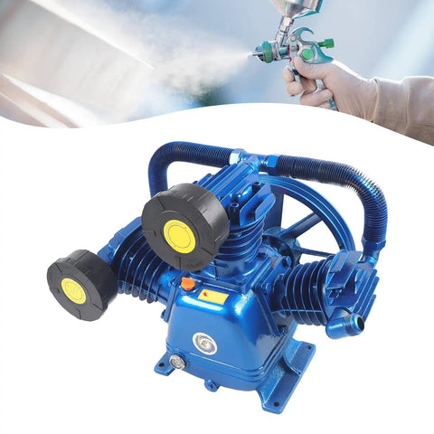 Heavy Duty 10HP Air Compressor Head Pump With 7.5KW Motor. Universal Portable Air Tool For Industrial Use. Cast Iron And Aluminum Construction Ensures Durability. 175Psi Discharge Pressure For Reliable High Efficacy Pneumatic Performance In Tough Jobs.