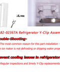 Refrigerator Icemaker Y Clip Assembly Kit With Cooling Loop Retainer For Easy DIY Replacement Stops Frost Buildup And Drips Includes Two Y Clips And One Retainer Fits DA61-12775A And Related Models AP6261443 4922147 EA12115467, metal clips and retainer shown installed