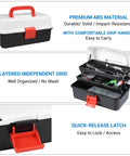All In One 3 Layer Tackle Box With 213 Pcs Lures Kit And Handy Tool Kit showing ABS material and layered grid