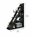 Ladder Bookshelf 5 Tier Industrial Bookcase With Storage Shelves Room Divider Freestanding Display Shelf For Living Room Bedroom And Home Office Black Wood Grain 39.4 W X 70.9 H showcasing decor items