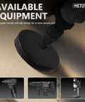 METOTY 9-piece hole saw kit with mandrel; black circular hole saw attached to a drill for wood and PVC