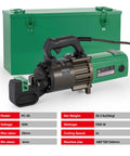PEResQ 1 Inch Rebar Cutter Electric Hydraulic Steel Bar Shear 4 To 25Mm Portable Corded Power Tool with green carrying case.