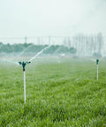 Sprinkler system in operation using 12 Pcs 1/2 Inch MNPT Sprinkler Riser Extensions And 6 Pcs 1/2 Inch Double Female FNPT Connectors for irrigation