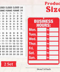 Two Piece Open Closed Sign Kit For Glass Doors And Windows In Bright Red And White with hours of operation sign and number stickers