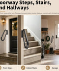 Rock Solid Heavy Duty Wall Mount Handrail For Outdoor Steps U Shaped Safety Railing mounted on front steps and indoor stairs.