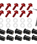 Tough As Nails Ten Piece Motorcycle Windshield Screw Bolt Kit With Red 5mm Mounting Fasteners And Heavy Duty Wrench for secure fastening.