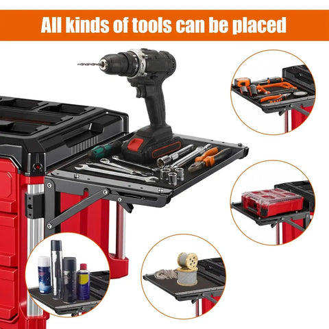 Foldable Magnetic Work Table For Milwaukee Packout Toolbox Heavy Magnetic Tool Tray No Drilling Required Converts Your Box Into A Mobile Workstation In A Snap Space Saving Design For Quick Access shown with various tools