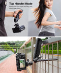 One-Click Opening Vlogging Tripod With Quick-Release System used in top handle and mantis mode for flexible camera angles