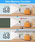 Upgraded Watt Meter Power Monitor Plugs Into Your Outlet Home Energy Display With Backlight Tracks Watts Kilowatt Hours Voltage Amps Frequency Power Factor Cost And Unit Price Across Eight Display Modes With Overload Protection showing data memory function