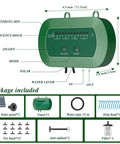 Solar Drip Irrigation System Auto Watering Kit For 15 Pots with timer and components diagram, 49 ft hose included.
