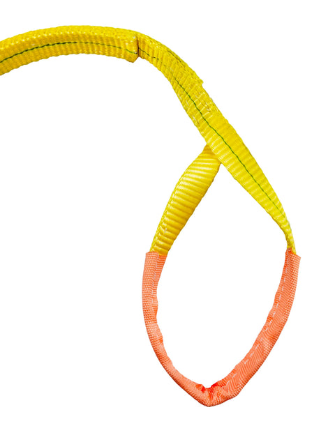 Flat Sling Eye To Eye Lifting Sling For Construction Hoisting 1 Inch By 4 Foot Strap Heavy Duty 2 Ply Pack 3200 Lbs WLL Built Tough Reinforced Webbing