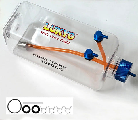 Ready To Fly Gasoline RC Plane Fuel Tank 1000cc durable plastic body with aluminum inlet outlet and cap for RC gas aircraft engines