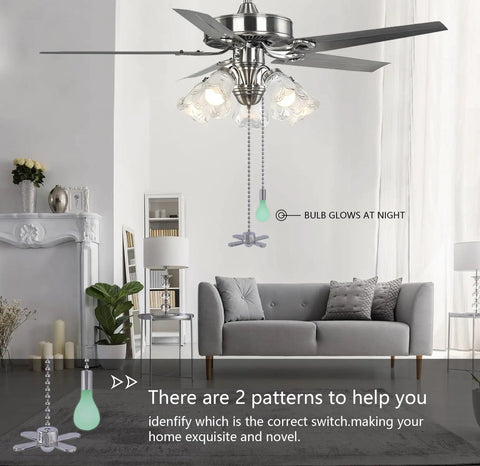 Glow In The Dark Ceiling Fan Pull Chain Extension Kit Featuring Slick Fluorescent Link Plus Hassle Free Swap For Quiet Sleek Home Fixes Every Single Day in modern living room.