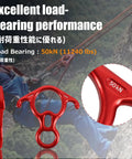 Beefy 50 kN Rescue Figure Belay And Rappel Device With Bent Ear Descent Gear for Rock Climbing showing load-bearing capacity