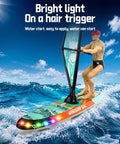 Pro RC Boat For Adults With 2.4G Pro Control in action, LED lights on, never flip hull surfing waves, outdoor sailing fun.