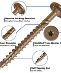 Heavy Duty Structural Lag Screws 14 Gauge By 2 7 8 Inch Alloy Steel Fasteners showing knurl shoulder and modified truss washer head.
