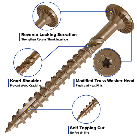 Heavy Duty Structural Lag Screws 14 Gauge By 2 7 8 Inch Alloy Steel Fasteners showing knurl shoulder and modified truss washer head.