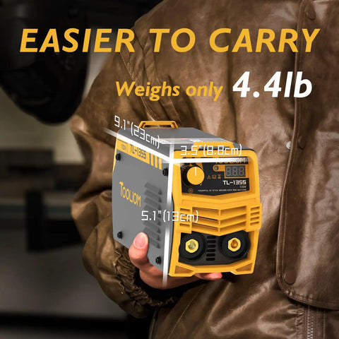 Person holding Dual Voltage Workhorse 110/220V Stick Welder With Digital Display And IGBT Inverter 195A MMA Welder featured.