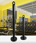 Heavy Duty Dumbbell And Barbell Rack Holder With Weight Plate Loading Pin For Home Gym in a fitness room