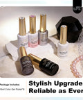 Six 16ml Gel Nail Polish Set With Milk White Pink Black 9D Cat Eye Glitter LED Soak Off Nail Kit displayed on a white surface