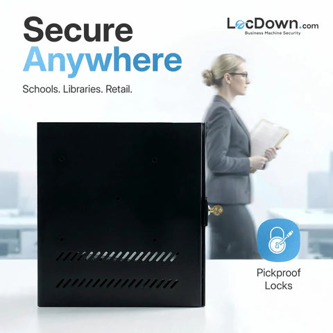 Rock Solid Gaming Console Security Enclosure And Tower Computer Lock Box With Heavy Duty Steel Anti Theft Cabinet, 7.5x15.6x16.5 in, for secure use anywhere.