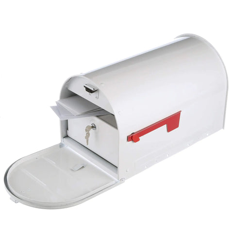 Locking Post Mount Mailbox To Lock Down Your Mail, Large White Finish With Concealed Locking Compartment, Rust Resistant Galvanized Steel