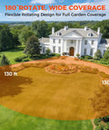 Illustration showing 130ft reach of Heavy Duty 130Ft Retractable Garden Hose Reel With Auto Lock Any Length Slow Return 9 Pattern Nozzle