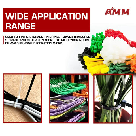 Colorful Zip Ties Pack 1000 Count With Assorted Sizes 4 6 8 And 10 Inches In A Handy Plastic Storage Jar Self Locking Nylon Cable Ties