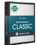 Replacement HEPA Air Filter For BreatheSmart Classic Purifier, front view of filter with packaging, 1 filter pack