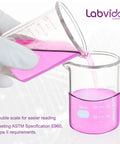 Heavy Duty 50ml Beaker Set Of 5 Thick Walled 3.3 Borosilicate Glass Low Form With Double Scale Graduation in laboratory setting