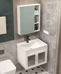 Slick Wall Mounted Bathroom Sink Combo, 60x44x50cm white vanity with swing front mirror cabinet in modern bathroom
