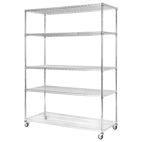 5-Tier Steel Storage Rack With Wheels And Shelves Beefy Built To Last 7500 Lbs Total Capacity Waterproof Liners Rust Resistant Steel