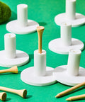 10 Pack Rubber Tee Holders And Bamboo Tees For Golf Practice Indoor Outdoor Driving Range Mat Setup 1.5 Inch Tee Size