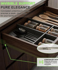 Undermount Soft Close Drawer Slides, 12 Inch Full Extension, 1 Pair, Built To Last Heavy Duty 70 Lb Load, Fits Five Eighths Inch Side Panels, Ideal For Custom Cabinets And Kitchen Drawers installed in a wooden kitchen drawer