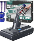 Upgraded 9000 Mah Rechargeable Battery Replacement For Dyson V8 Absolute Animal SV10 Vacuum Cleaners Includes Five Filters And Hardware Kit. Battery unit and filters for Dyson V8.