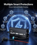 Rugged 10 Amp 12 Volt Lithium Battery Charger With IP65 Waterproof Rating For LifePo4 Batteries And Automatic Bms Recovery Function, showcasing smart protection features.