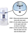 Ceramic Dome Filter Replacement For Water Pre Filtration System with assembly steps and parts highlighted