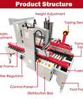 Heavy Duty Plug And Play Automatic Case Sealing Machine And Dual Flap Box Tagger With Smooth Conveyor Belt For Fast Top Bottom Fulfillment Operations, detailed view showing height adjustment, control panel, and distribution box.