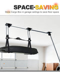 Ceiling Hoist For Cargo Box And Gear Heavy Duty Garage Storage Lift With Triple Pulley System Holds Up To 150 Lbs Installed