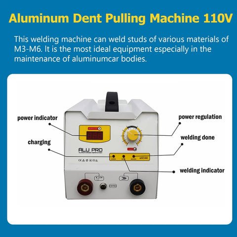 Front view of the Beefy Steel And Aluminum Dent Pulling Machine With 110V Spot Welding Stud Welder, showing controls and indicators.